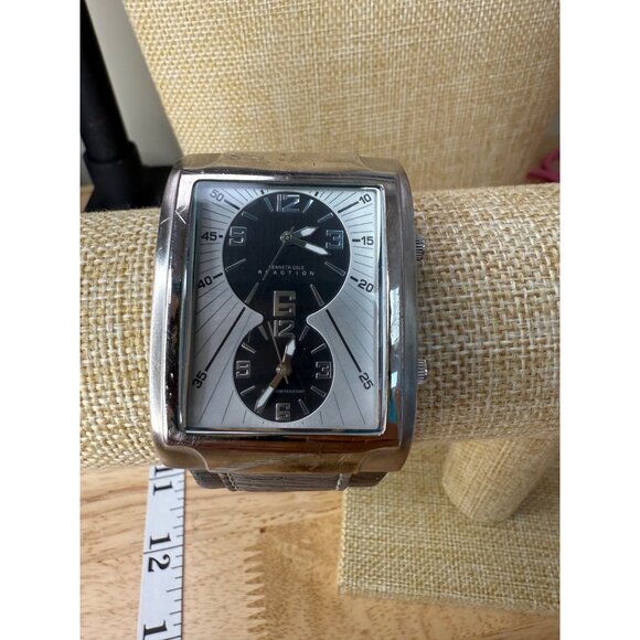 Kenneth Cole Reaction Mens Dual Dial Black & Silver Watch Stainless NOT TESTED - Picture 7 of 14